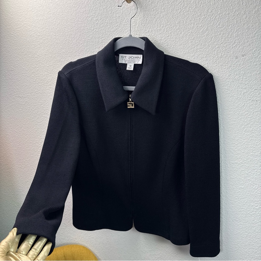 St. John Black Women's Jacket 10 - Picture 2 of 9